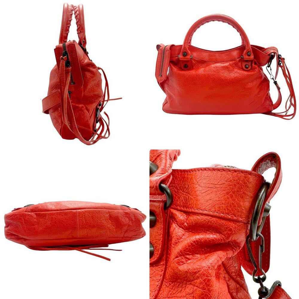 Balenciaga The Town Leather Shoulder Bag Handbag Red - Picture 2 of 4
